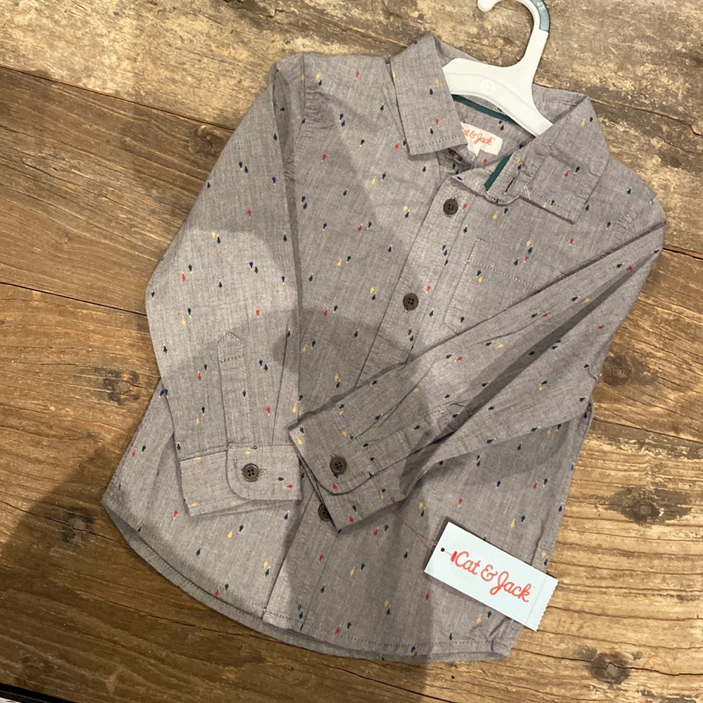 Cat & Jack button down Christmas tree shirt